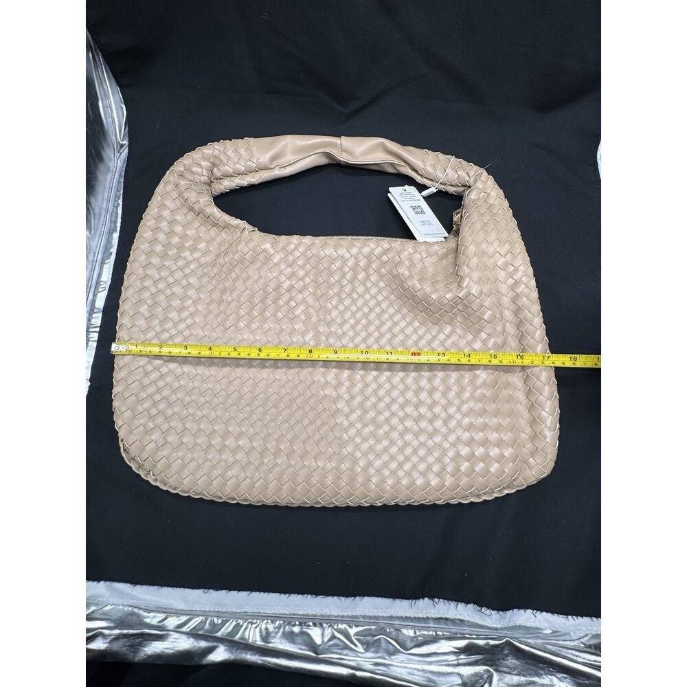 Urban Expressions Laverne Woven Hobo Vegan Handbag Tan 13” Laptop Purse Office - Picture 11 of 15